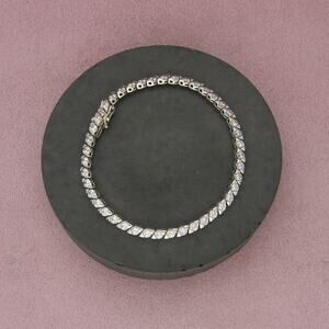 sterling silver round-cut cz tennis bracelet size 8in